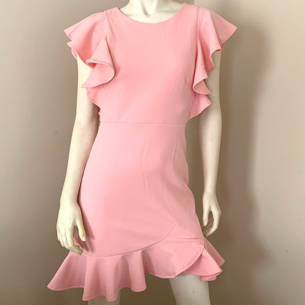 New SAINTS+SECRETS blush pink ruffled cut-out dress - Picture 1 of 5
